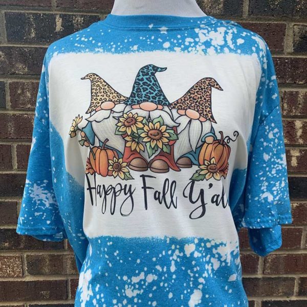 Happy Fall Y'all Gnomes Bleached Shirt