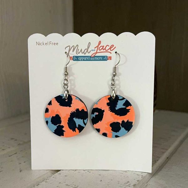 Coral Leopard Print Earrings