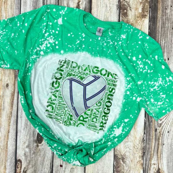 Dragons Graffiti Volleyball Heart Green Bleached Shirt