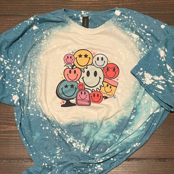 Teacher Smiley Face Characters Bleached Shirt